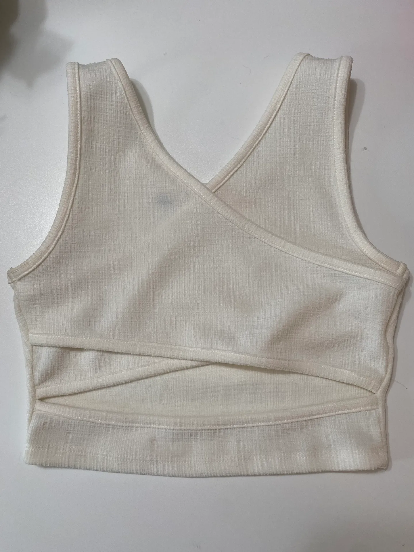White Crop Tank With Cross Back - Image 6