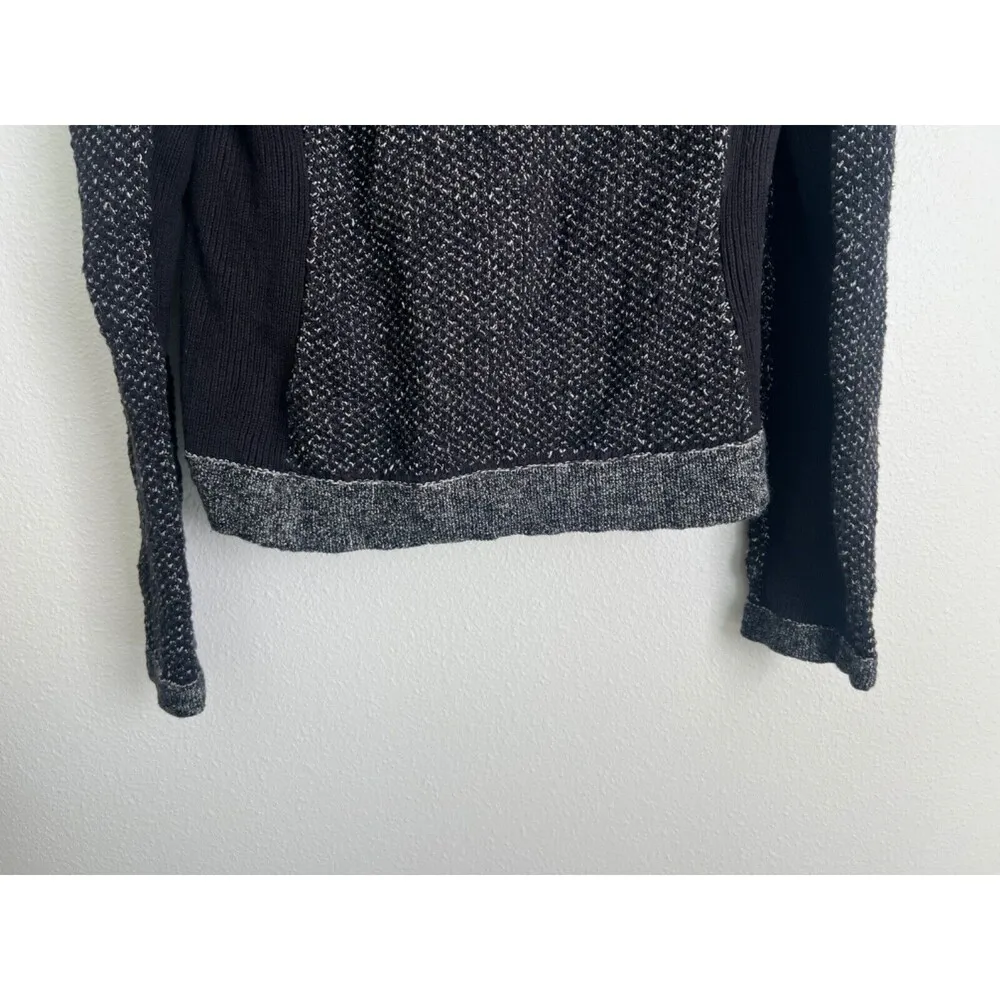 Rag & Bone Black Tweed Knit Asymmetrical Zip Up Jacket Size L - Image 7