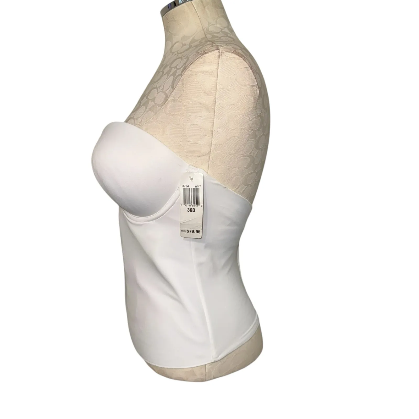 Felina Strapless Seamless Lightweight Bustier Bra in White Size 36D - Image 7