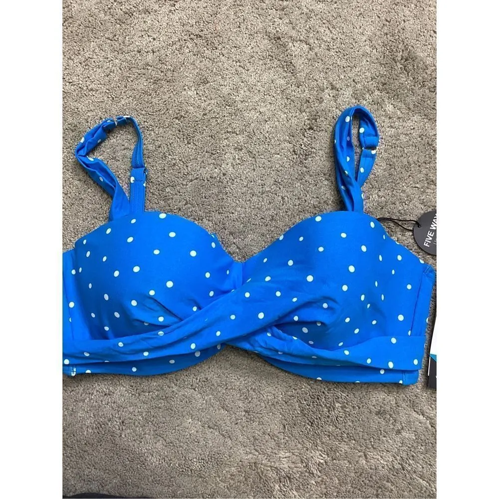New. Coco Reef 36/38D blue polka dot five way bikini top. - Image 10