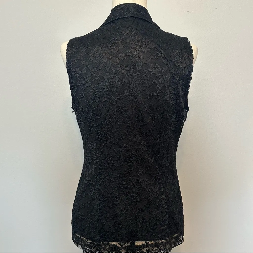 Scarlett 90s  Black Lace Corest Tank Top Size 10 - Image 3