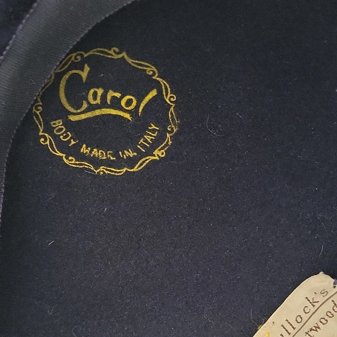 Vintage Bullocks Westwood Asymmetrical Navy Blue Velvet Hat Made In Italy - Image 6