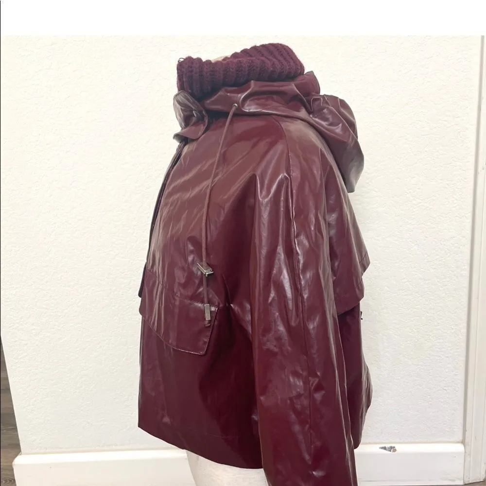 Dondup burgundy hooded rain jacket Size 42 - Image 2