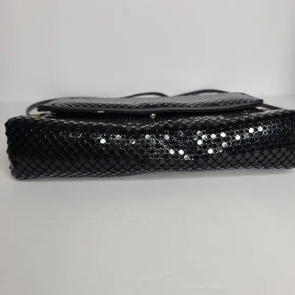WHITING & DAVIS Black Metal Mesh Crossbody Shoulder Bag Purse - Image 3