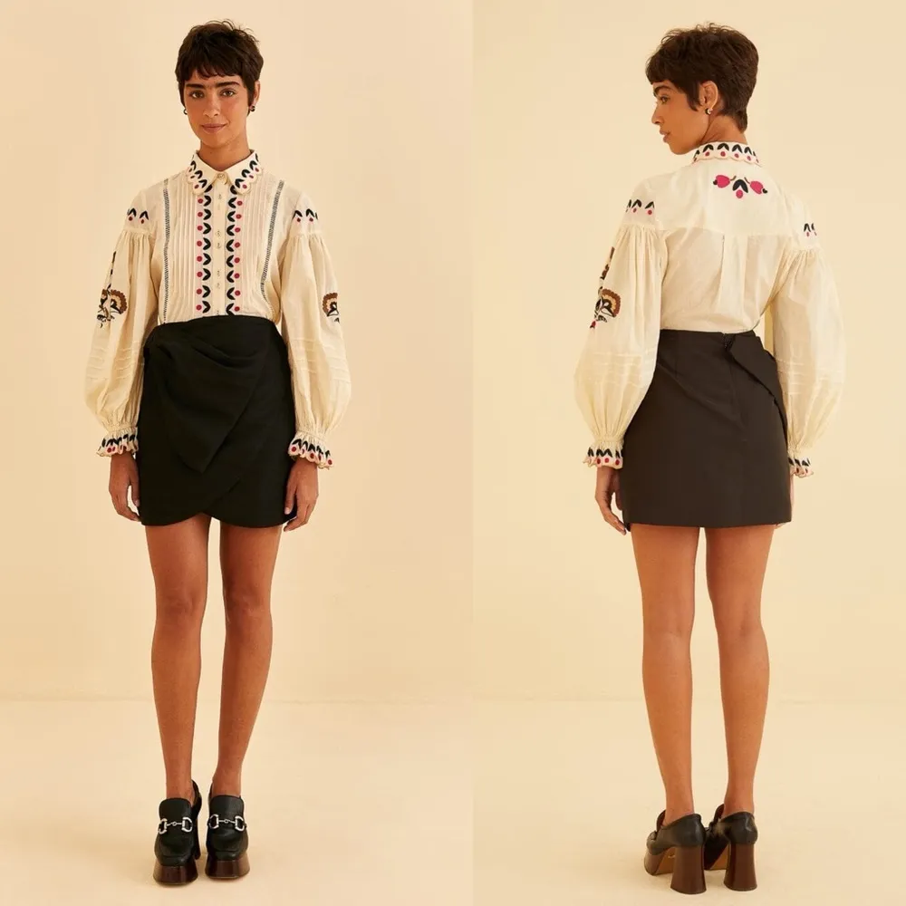 Farm Rio Black Taffeta Mini Skirt XL - Image 6