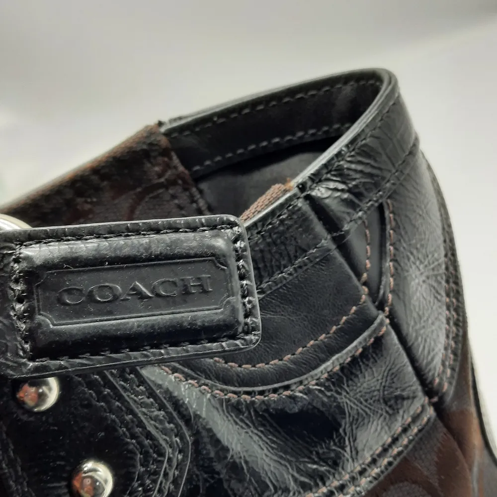 Coach Circle Patchwork Handbag Purse Black Brown Tote Shoulder Bag Retro Y2k - Image 6