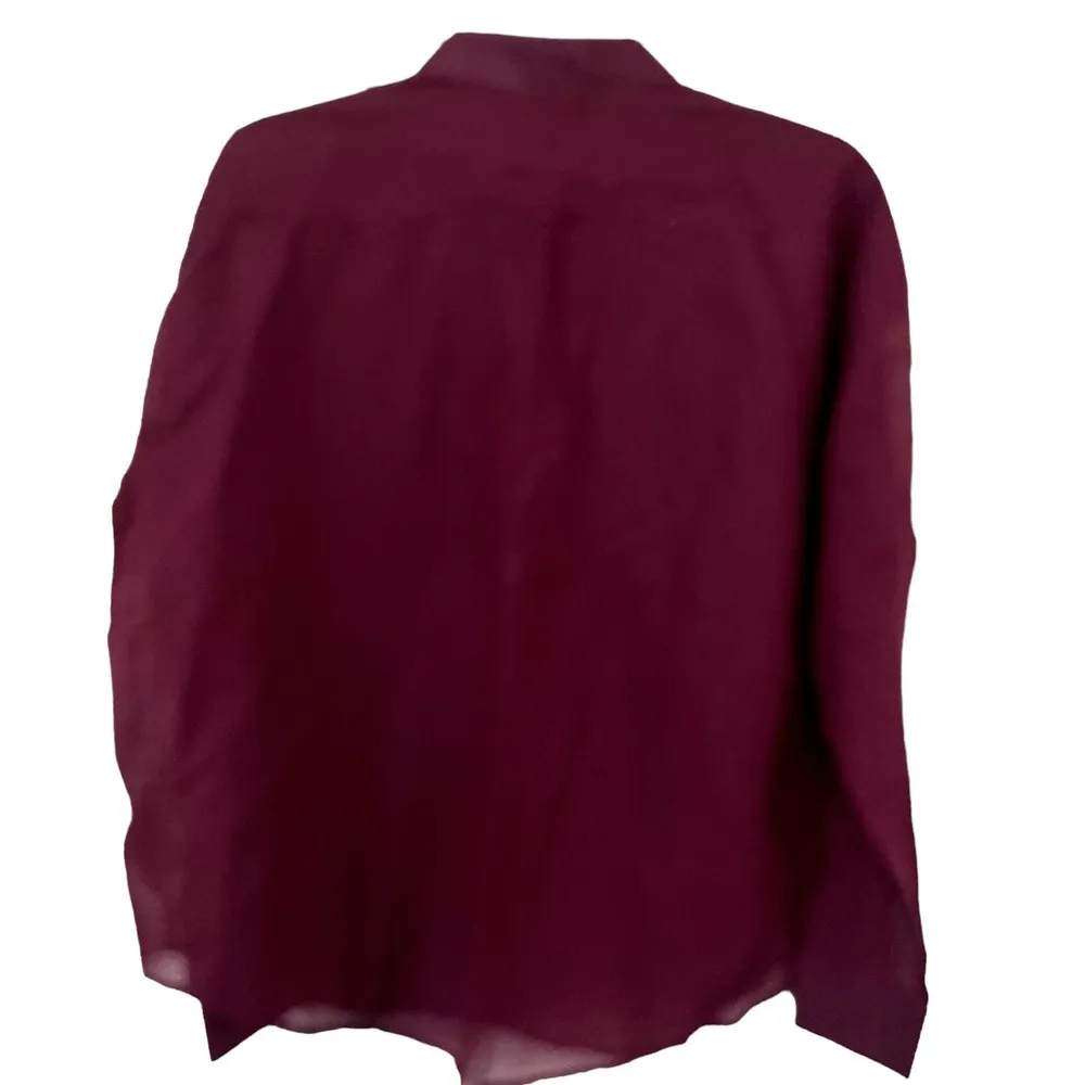 NWT Scotch & Soda Long Sleeve Button Up Semi Sheer Shirt Burgundy Black Small - Image 6