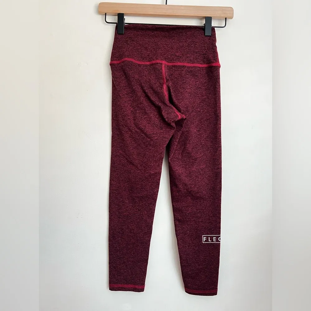 FLEO crop leggings space dye heather maroon red XS - Image 2