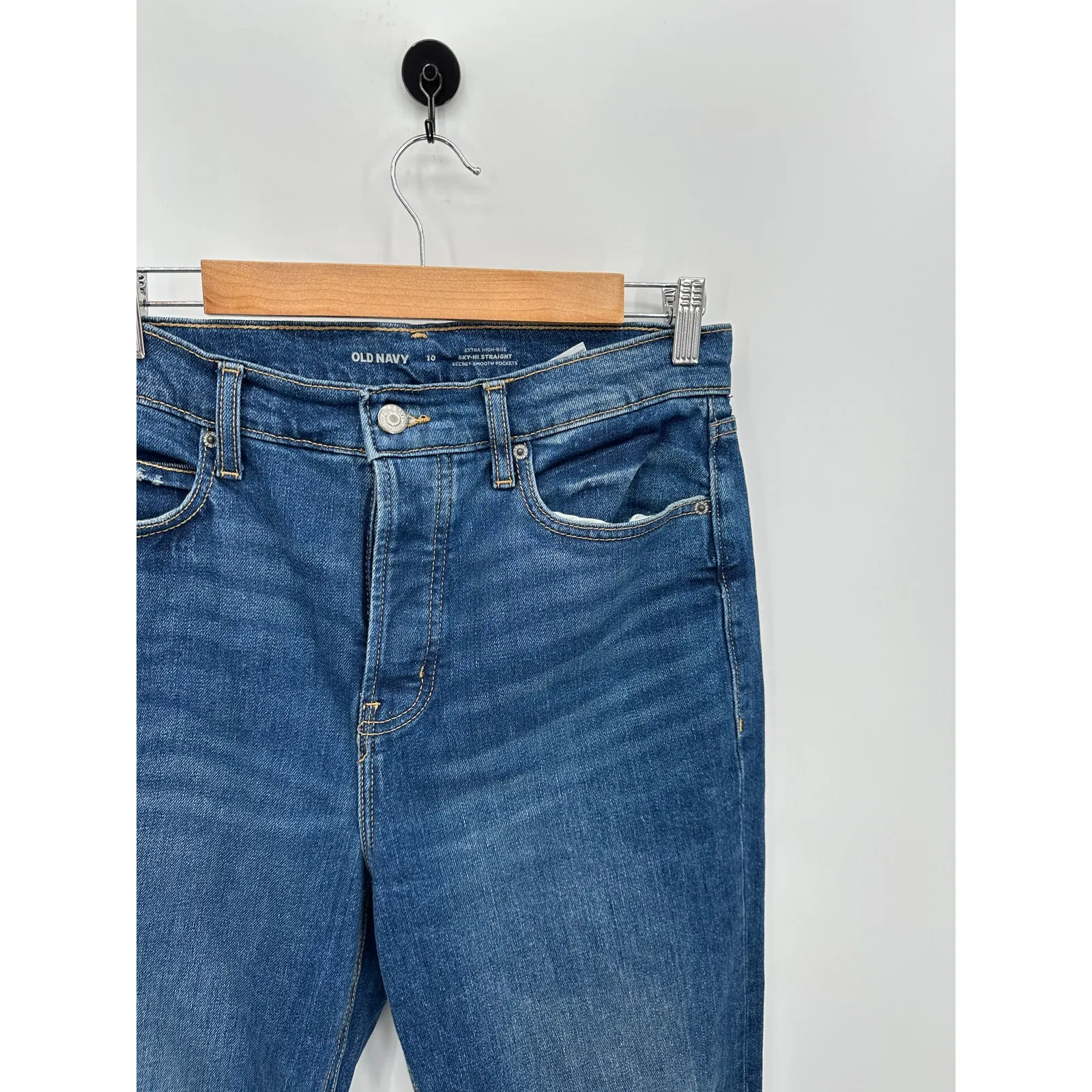 Old Navy Extra‎ High Rise sky-Hi Straight Denim Jeans Women size 10 Cotton - Image 4