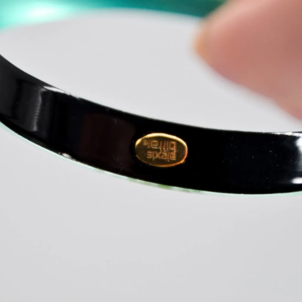 Alexis Bittar Crystal Studded Lucite Skinny Bangle Bracelet Aqua Green - Image 3