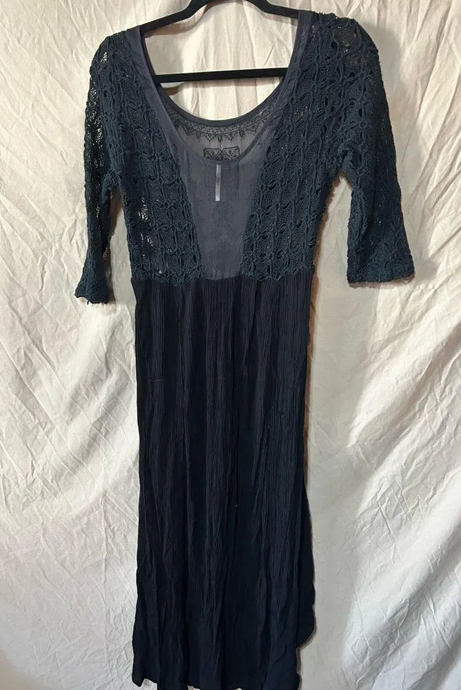 FREE PEOPLE Black Midi Dress "Lonesome Dove" Size 6 - Image 2