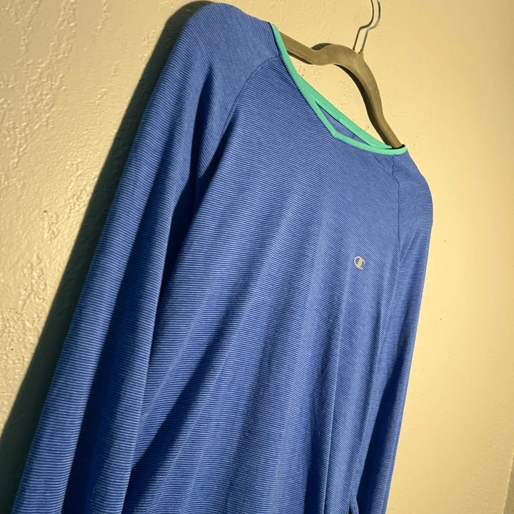 Champion Blue and Mint Green Sweatshirt SZ L Athletic Longsleeve Performance Top - Image 5