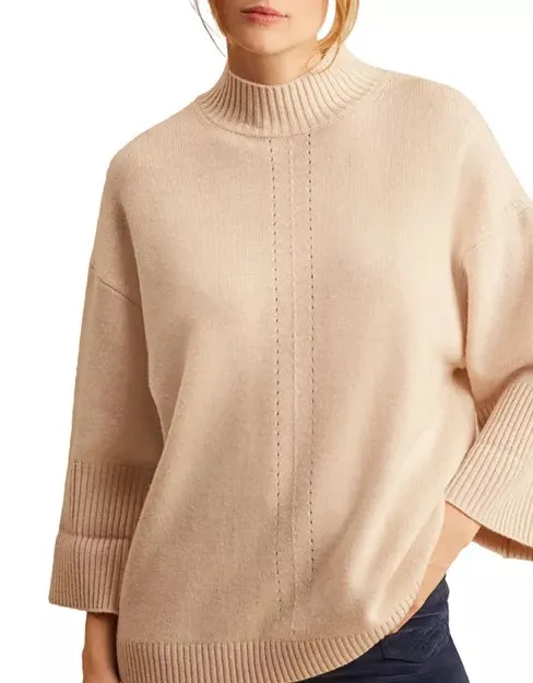 Gerard Darel Beige Turtleneck Sweater three -quarter length 100%Wool size3 - Image 1