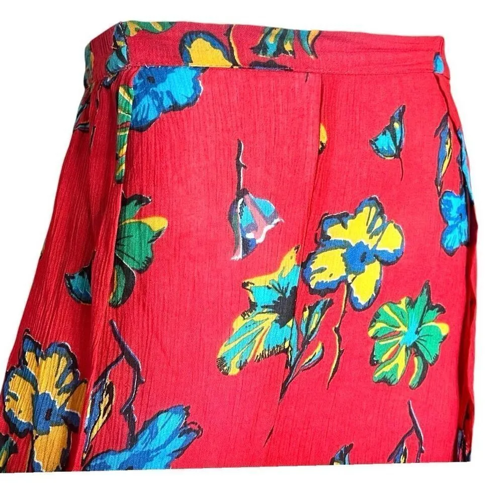 Womens True Destiny Gorgeous Vibrant Red Floral Print Pallazo Pants - Sz XL - Image 2