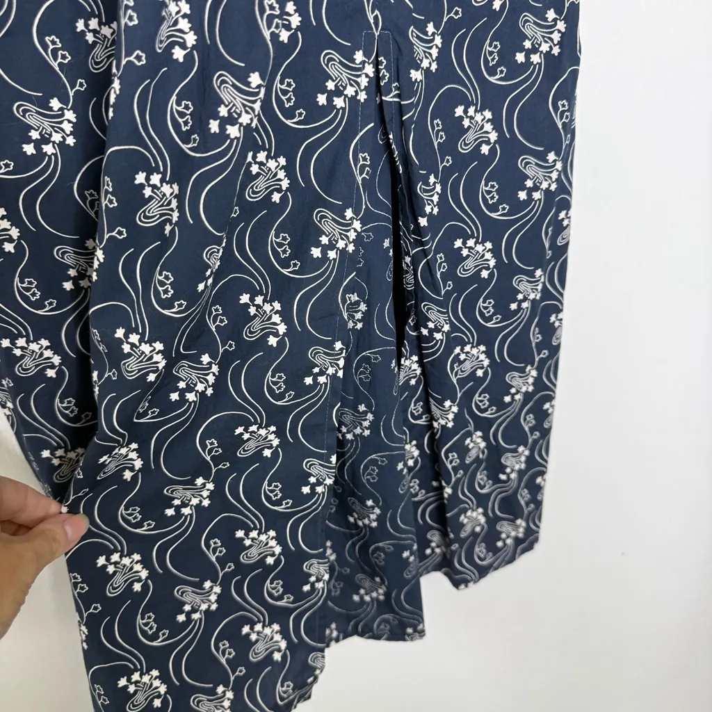 J.Crew Smocked Puff-Sleeve Midi Dress Navy Floral XXS - Image 8