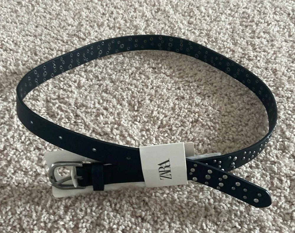 faux leather studded belt. Xs - Image 2