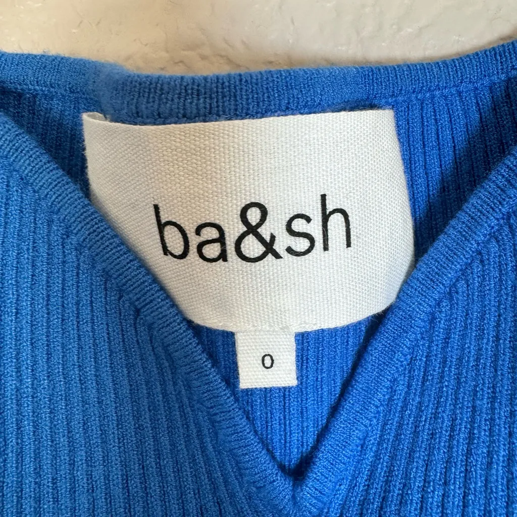 Ba&sh Oleane Dress Blue Ribbed Mini Dress $320 size 0 XS US 2 - Image 7