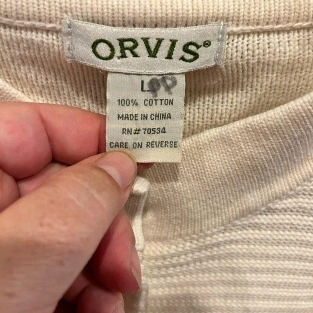 Orvis Off White Cotton Cardigan Women's Size Large‎ Button Down Gorpcore - Image 6