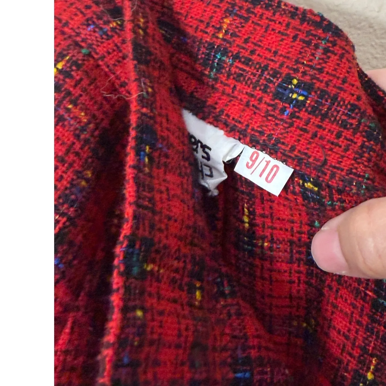 Chequers Plaid Skirt Red Black Yellow Tartan A Line Knee Length Size 9/10 - Image 5