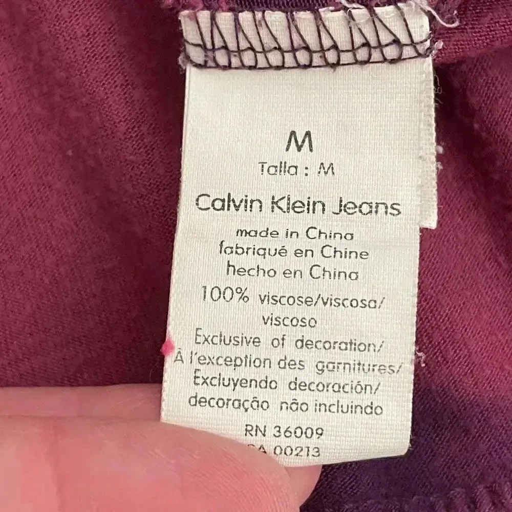 Calvin Klein Jeans V- Neck Purple Tie Dye Sleeveless Viscose Boho Dress #1005 - Image 8