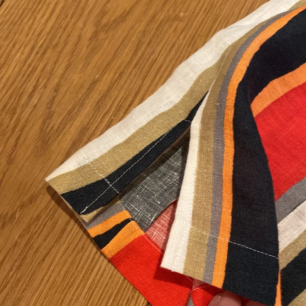 Lafayette 148 New York Linen Blouse Shirt Button Up Stripe Red Orange Cream M Size M - Image 10