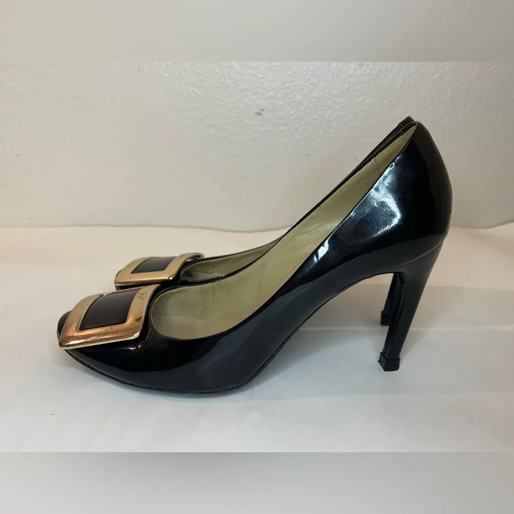 Roger Vivier‎ Belle Vivier Pumps Patent Black Leather Heels Size 6.5 (36.5) - Image 2