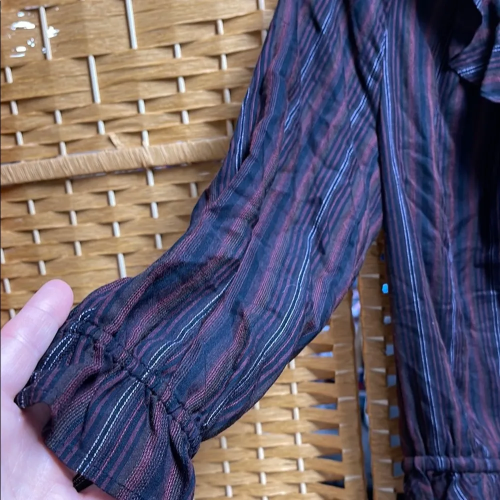 PAIGE Black Ruffled Tie Front Blouse - Image 4