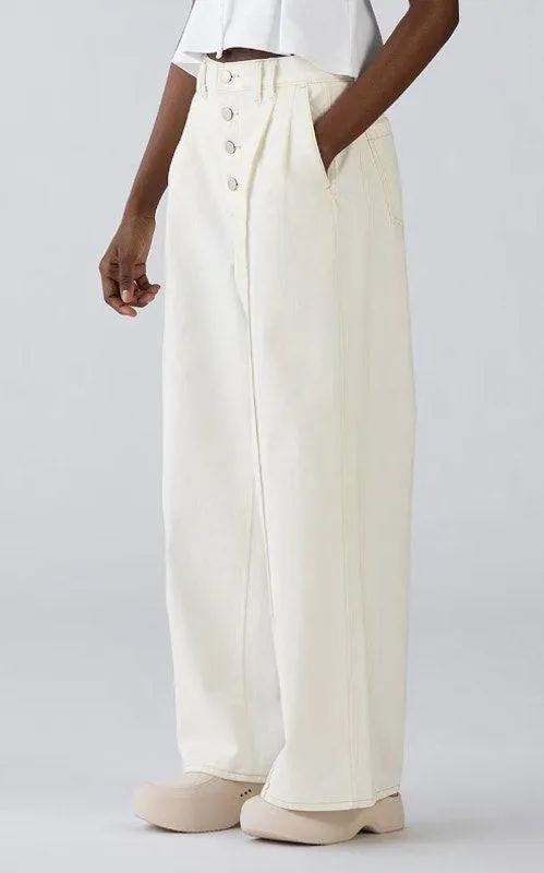 Rokh x GU (Uniqlo) Wide Button Cotton Jeans in Off White Size L - Image 1