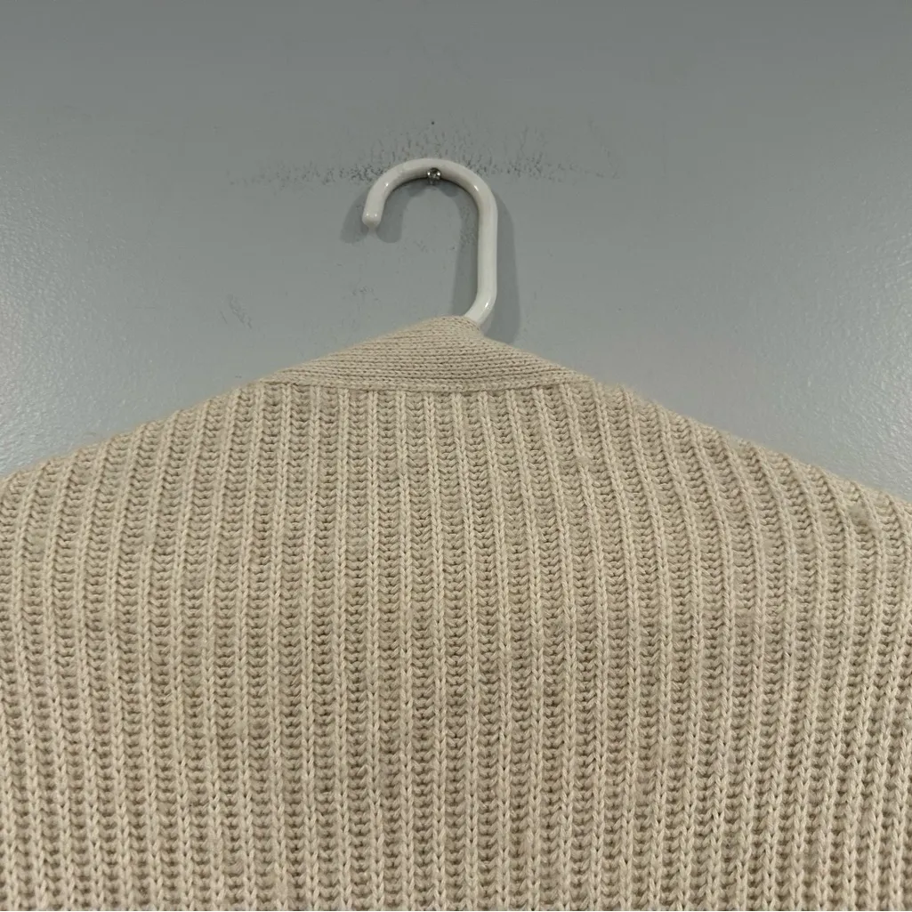 J Crew Sweater Womens Cream Alpaca Blend Ribbed V Neck Cardigan BX468 Large L - Image 8