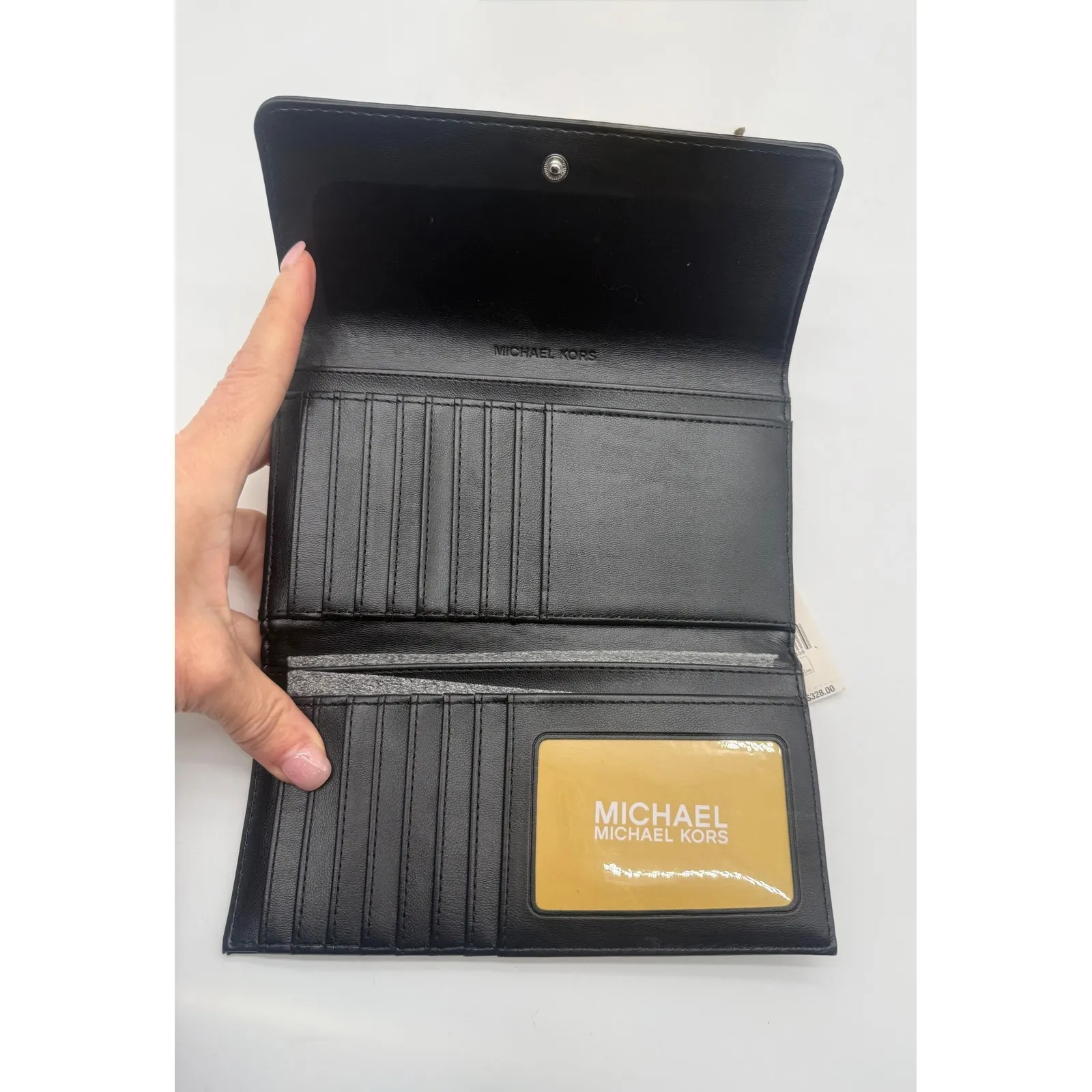 NWT Michael Kors Jet Set Travel Large Quilted Tri-Fold Wallet in Black $328 - Image 6