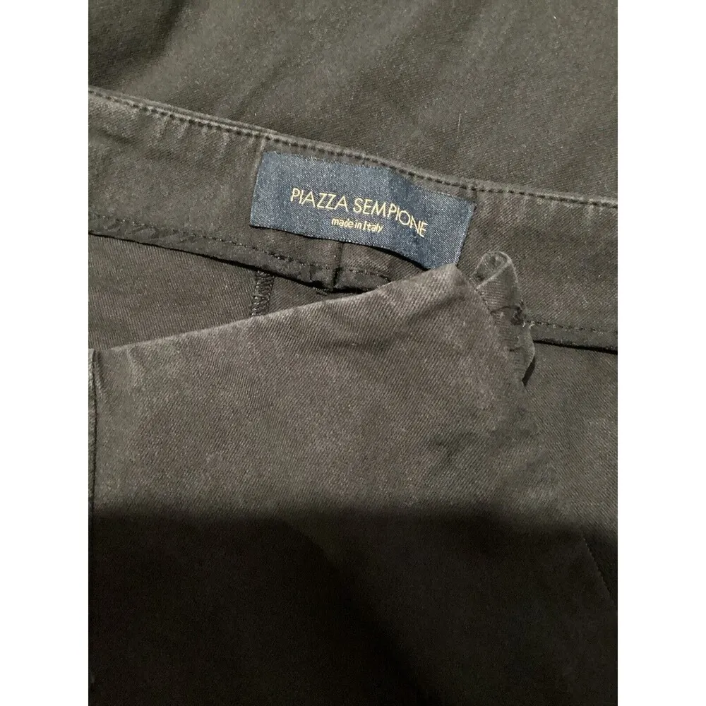 Piazza Sempione Black Trousers Cropped High Rise Side Zip IT 38 Calf Slit - Image 4