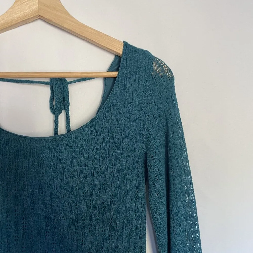 Jodi Kristopher turquoise long sleeved dress women's size small sundress knit - Image 2