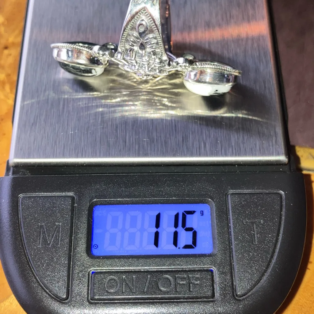 White Buffalo Turquoise Sterling Silver Statement Ring Size 9 - Image 9