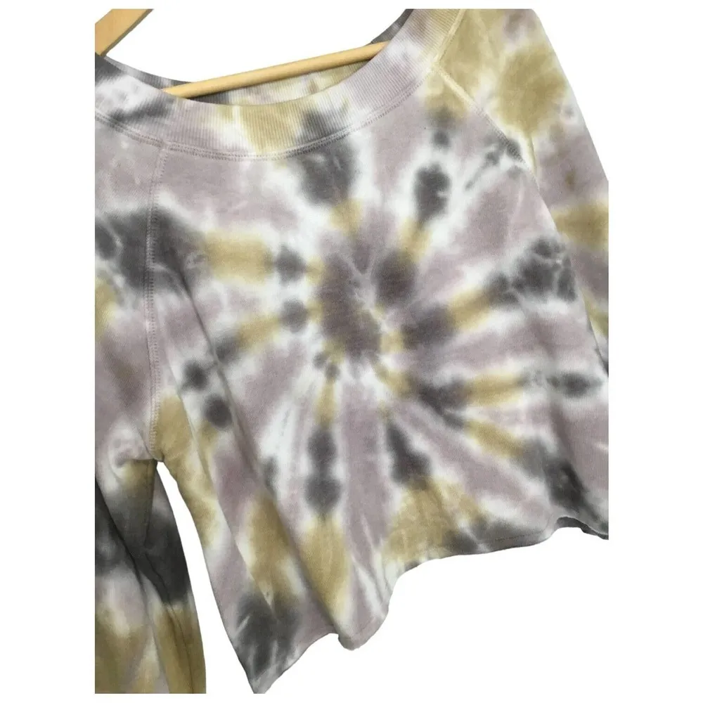 New Oli VIV Parker Tie Dye Crop Sweatshirt In Mauve Batik XS - Image 5