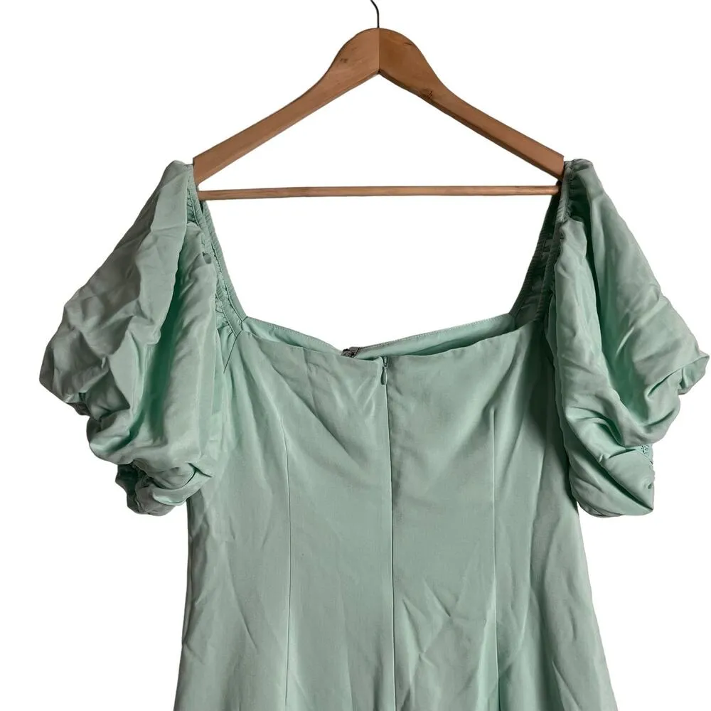 Atoir Someone Like Me Mint Blue Ruffle Hem Puff Sleeve Mini Dress Size 10 Green - Image 8
