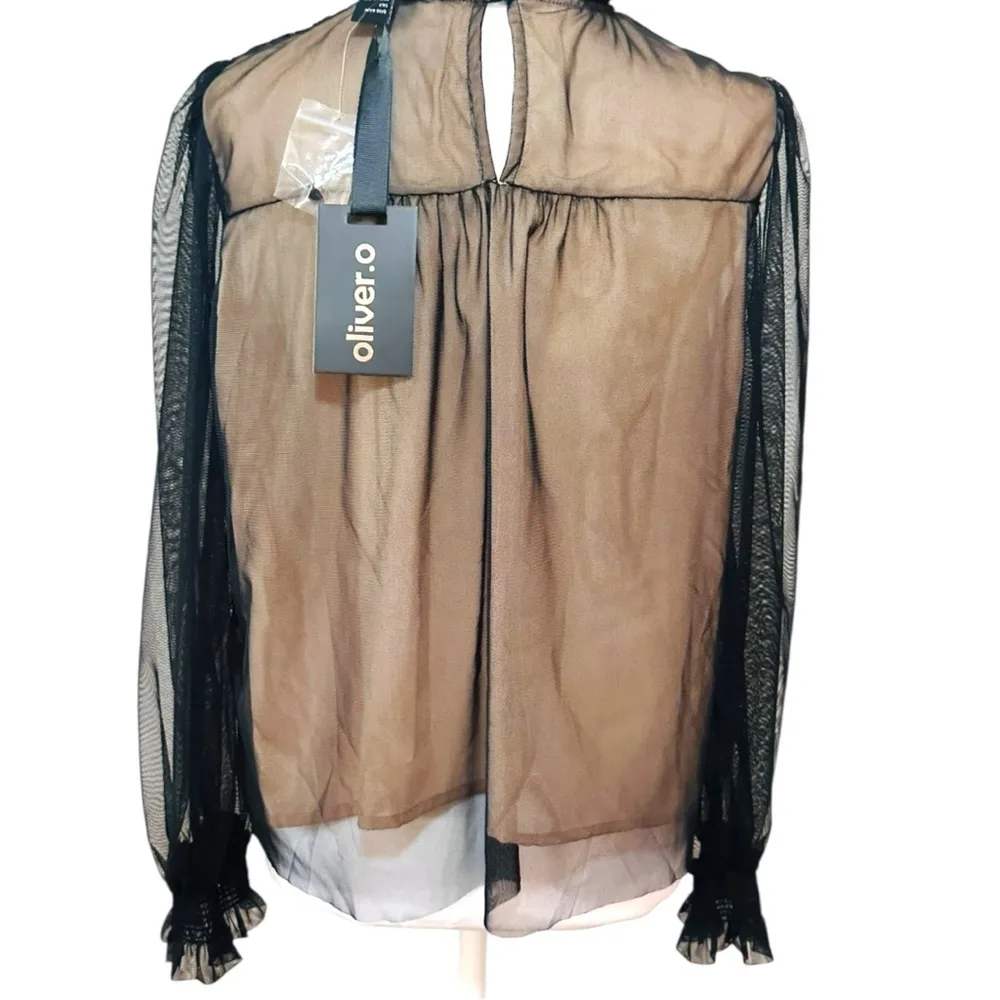 Olivers Black and Tan Ruffled Pleated Blouse large - Image 4