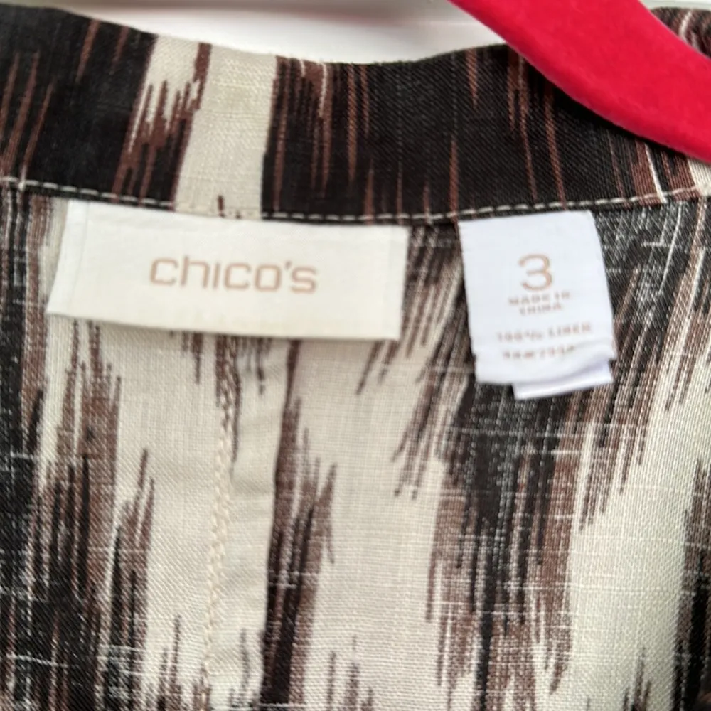 Chico’s Ikat Linen Button Up Top Jacket Size 3 - Image 9