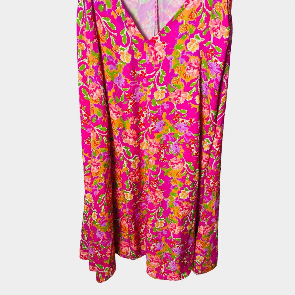 RESA Hannah Floral Midi Slip Dress Small Pink Floral Fiji Print V Neck - Image 7