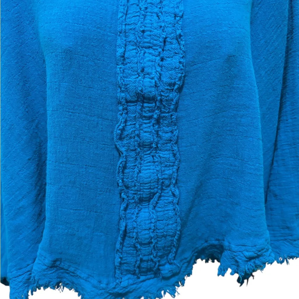 Oh My Gauze! Calypso Top Sz OS Turquoise Flowy Boho Beachy Resort Wear Cropped Blue - Image 5