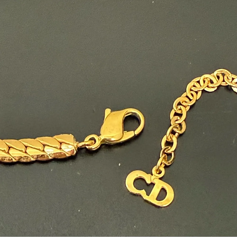 Vintage CD CHRISTIAN DIOR Gold Tone Pave Rhinestones Statement Necklace 24g. - Image 12