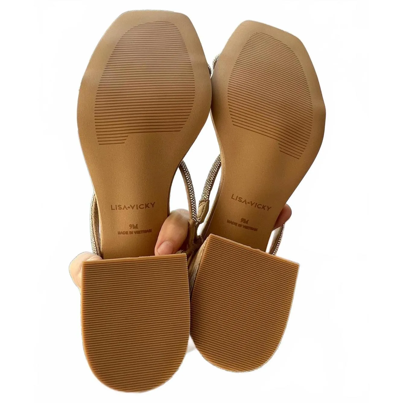 Block Heel Slide Sandals by Lisa Vicky Silver Size 9 - Image 5