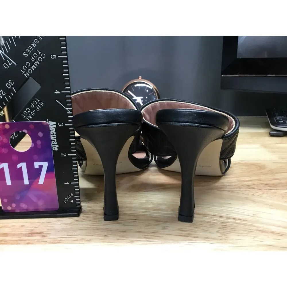 Valentino Sandals Women 8 Black Quilted Leather Slip - Image 3