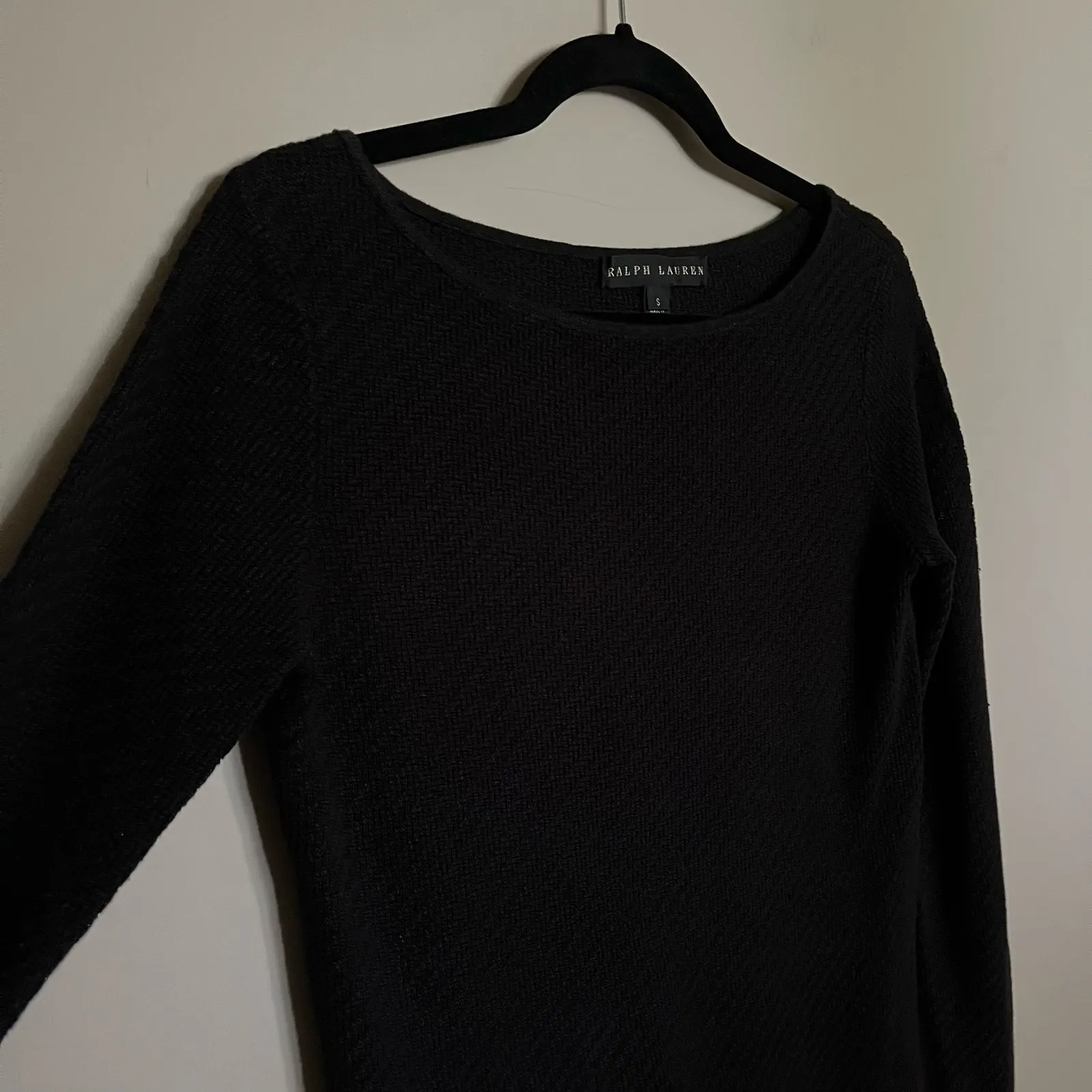 Ralph Lauren Black Label Sweater Textured Knit Black Linen Blend Women's Small - Image 3