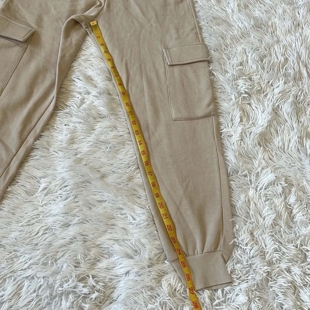 ZARA Women’s Joggers Cargo elastic waistband Pants Beige size Small NWT - Image 8