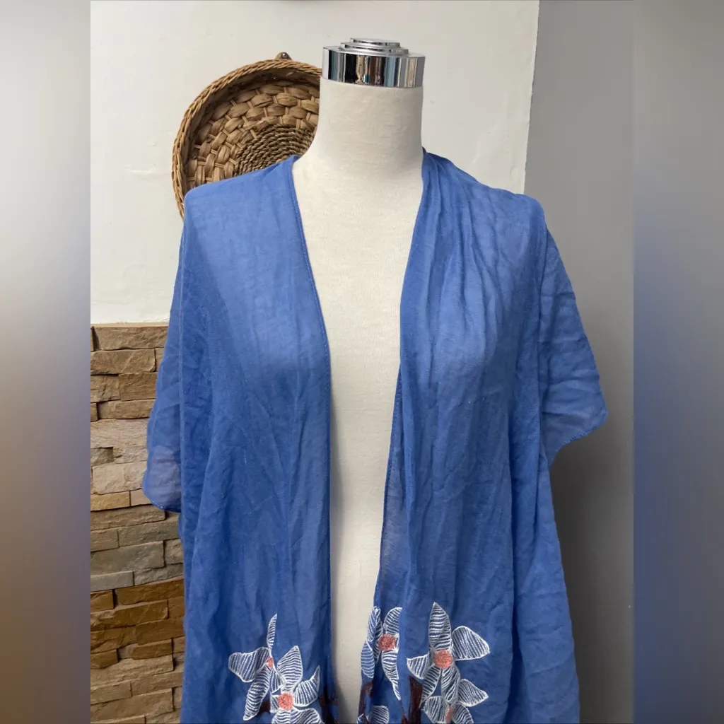 Woven Heart blue cotton embroidered Cardigan - Image 2