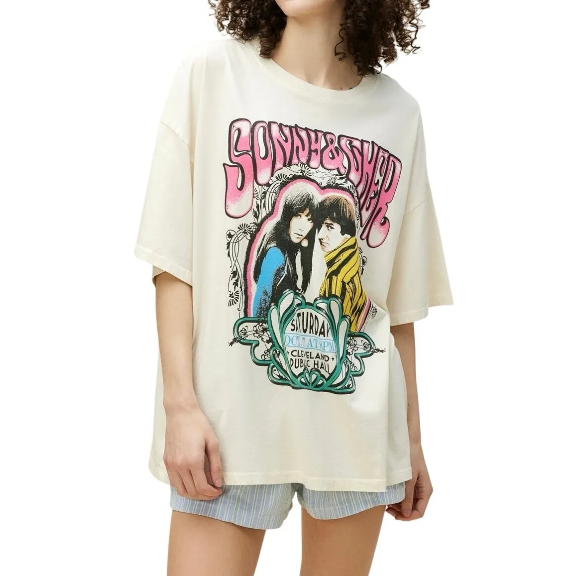 DAYDREAMER Sonny & Cher Cleveland OS Tee in Stone Vintage New with Tag MSRP $98 - Image 2