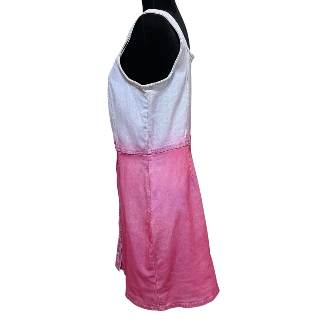 Jordache Vintage Ombre Pink Denim Button Front Tank Dress Size Large - Image 6