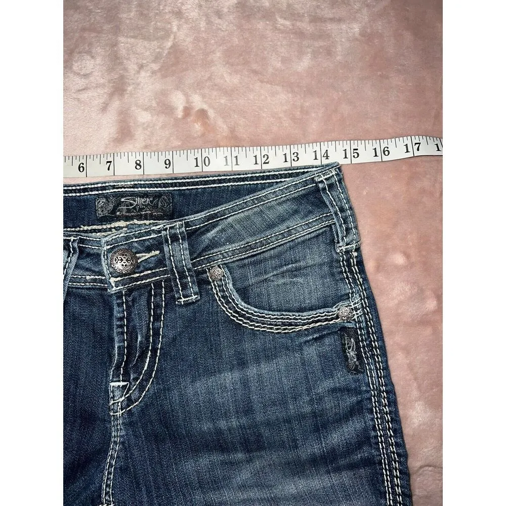 Silver Jeans Short Wome's Size 26 Suki Flap Short mid Rise Denim Actual Waist 28 - Image 8