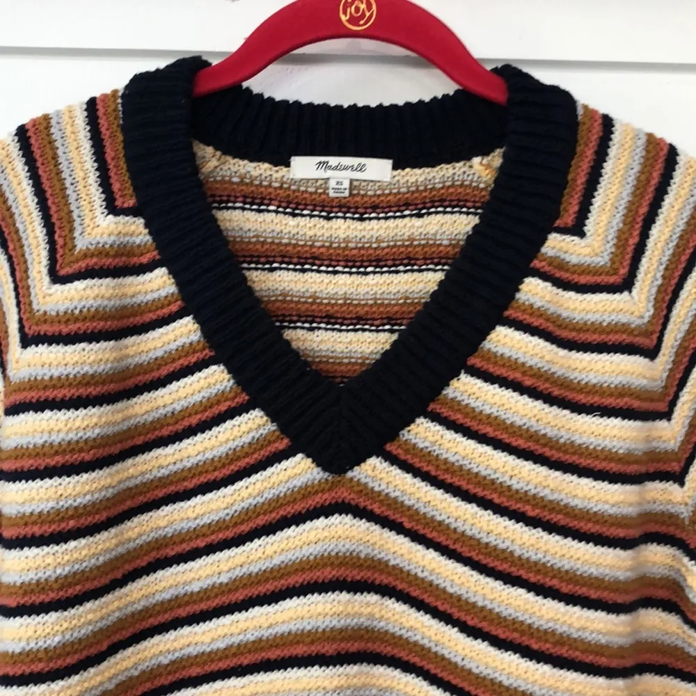 Madewell Arden V-neck Crop Pullover Sweater in Stripe - Image 3