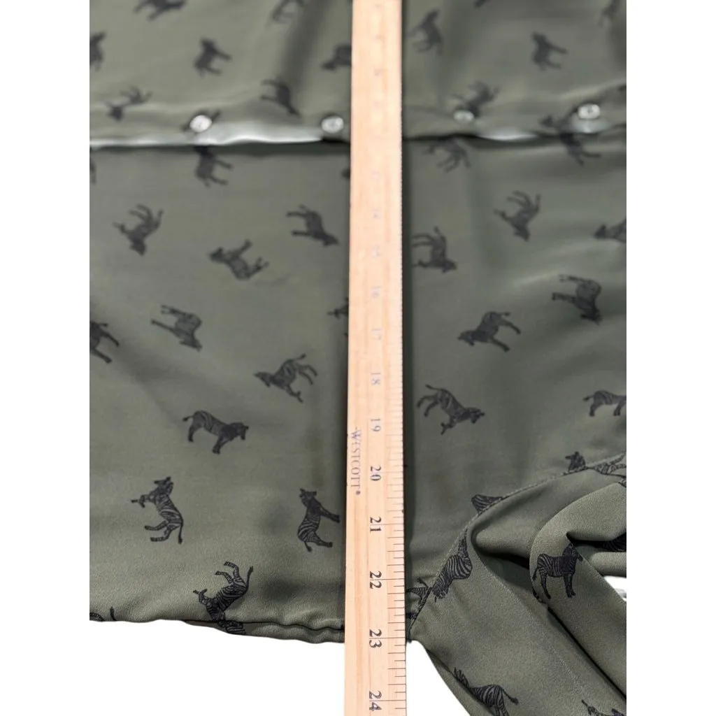 Faden Glory Womens L Shirt Green Zebra Print Button - Image 8